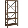 Bookshelves-Kirkland's Home Dark Walnut Farmhouse Metal Bookcase Brown