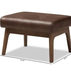 Benches & Ottomans-Kirkland's Home Dark Walnut Faux Leather Ottoman Brown