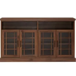 Tv Stands & Media Consoles-Kirkland's Home Dark Walnut Glass Door Classic Tv Stand Brown