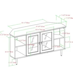 Tv Stands & Media Consoles-Kirkland's Home Dark Walnut Glass Door Corner Tv Stand Brown