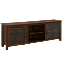 Tv Stands & Media Consoles-Kirkland's Home Dark Walnut Glass Door Tv Stand Brown