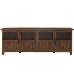 Tv Stands & Media Consoles-Kirkland's Home Dark Walnut Glass Paneled Door Tv Stand Brown