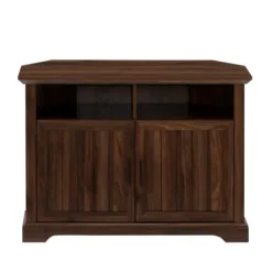 Tv Stands & Media Consoles-Kirkland's Home Dark Walnut Grooved Door Corner Tv Stand Brown