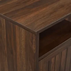 Accent & End Tables-Kirkland's Home Dark Walnut Grooved Door Side Table Brown