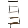 Bookshelves-Kirkland's Home Dark Walnut Industrial Ladder Shelf Brown