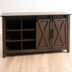 Cabinets & Sideboards-Kirkland's Home Dark Walnut Jackson Cabinet Brown