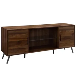 Tv Stands & Media Consoles-Kirkland's Home Dark Walnut Mid-Century 2-Door Media Cabinet Brown