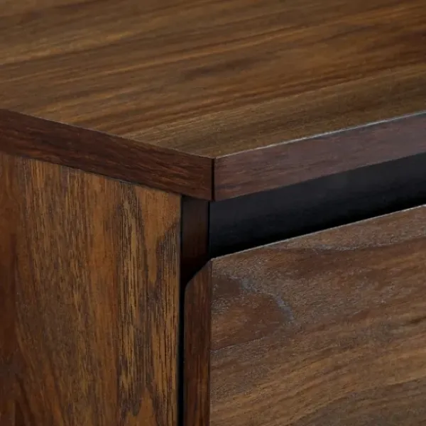 Dressers & Chests-Kirkland's Home Dark Walnut Midcentury Four-Drawer Chest Brown