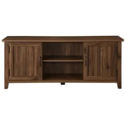 Tv Stands & Media Consoles-Kirkland's Home Dark Walnut Modern Farmhouse Tv Stand Brown