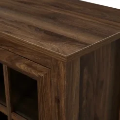 Tv Stands & Media Consoles-Kirkland's Home Dark Walnut Window Pane Tv Stand Brown