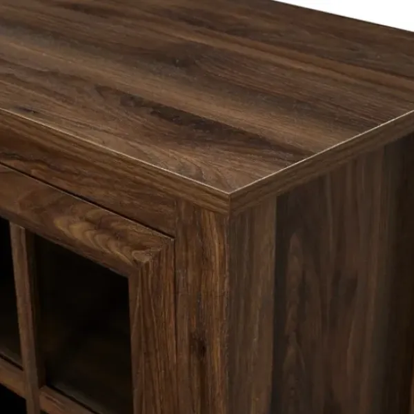 Tv Stands & Media Consoles-Kirkland's Home Dark Walnut Window Pane Tv Stand Brown