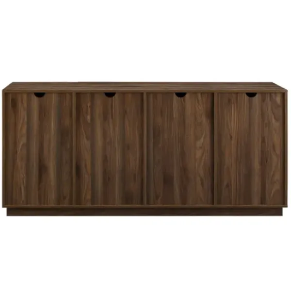 Cabinets & Sideboards-Kirkland's Home Dark Walnut Wood And Black Metal Sideboard