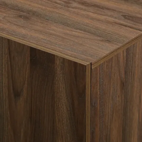 Cabinets & Sideboards-Kirkland's Home Dark Walnut Wood And Black Metal Sideboard