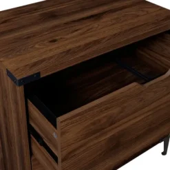 Office Furniture-Kirkland's Home Dark Walnut Wood And Iron Accent Filing Cabinet Brown