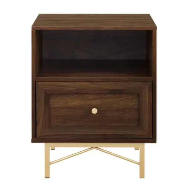 Nightstands-Kirkland's Home Dark Walnut Wood Open Cubby Nightstand Brown