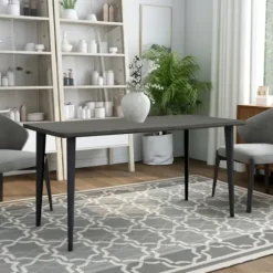 Dining Tables-Kirkland's Home Dark Wood And Metal Dining Table Gray