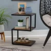 Accent & End Tables-Kirkland's Home Dark Wood Shelves S-Frame Accent Table Brown