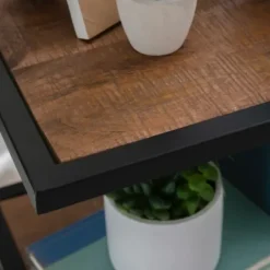 Accent & End Tables-Kirkland's Home Dark Wood Shelves S-Frame Accent Table Brown