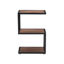 Accent & End Tables-Kirkland's Home Dark Wood Shelves S-Frame Accent Table Brown