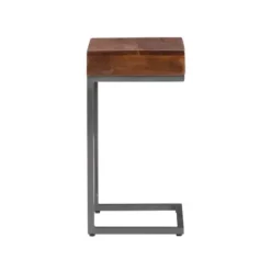 Accent & End Tables-Kirkland's Home Dark Wood Single Drawer C-Frame Accent Table Brown