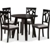 Dining Tables-Kirkland's Home Dark Wooden Splayed Base 5-Pc. Dining Set