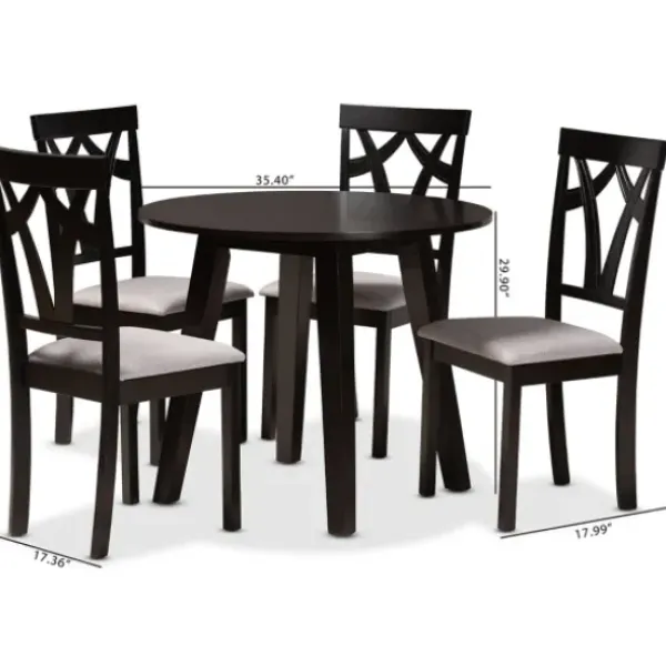 Dining Tables-Kirkland's Home Dark Wooden Splayed Base 5-Pc. Dining Set