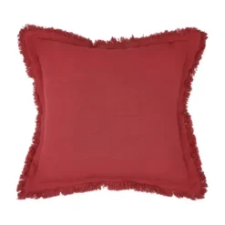 Pillows-Kirkland's Home Dark Woven Fringe Edge Pillow Red