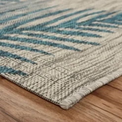 Outdoor Rugs-Kirkland's Home Davon Blue Moroccan Trellis Outdoor Rug, 8X10 Blue/Gray