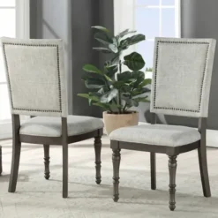 Dining Chairs-Kirkland's Home Dawson Upholstered Dining Chairs, Set Of 2 Gray