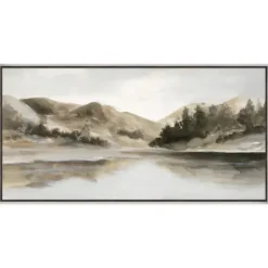Canvas Art-Kirkland's Home Day At The Lake Framed Canvas Art Print Green/Gray