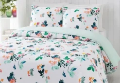 Quilts-Kirkland's Home Daydreaming Floral 3-Pc. Queen Quilt Set White/Green/Orange