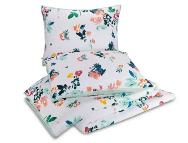 Quilts-Kirkland's Home Daydreaming Floral 3-Pc. Queen Quilt Set White/Green/Orange