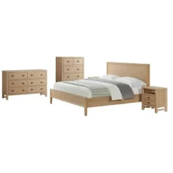 Beds & Headboards-Kirkland's Home Dean Double Driftwood Pine 5-Pc. King Bedroom Set Tan