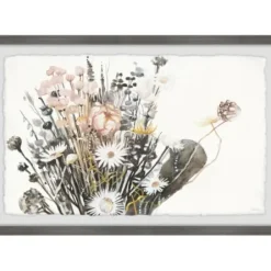 Framed Art-Kirkland's Home Deckled Flowering Bundle Framed Art Print White/Pink/Black