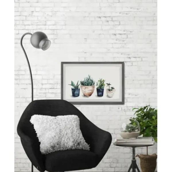Framed Art-Kirkland's Home Deckled Succulent Row Framed Art Print White/Green/Blue/Brown