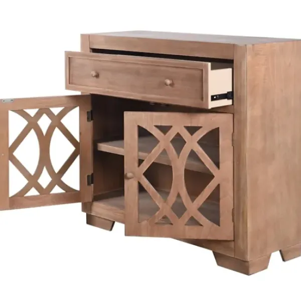 Cabinets & Sideboards-Kirkland's Home Decorative Doors Wood Cabinet Brown
