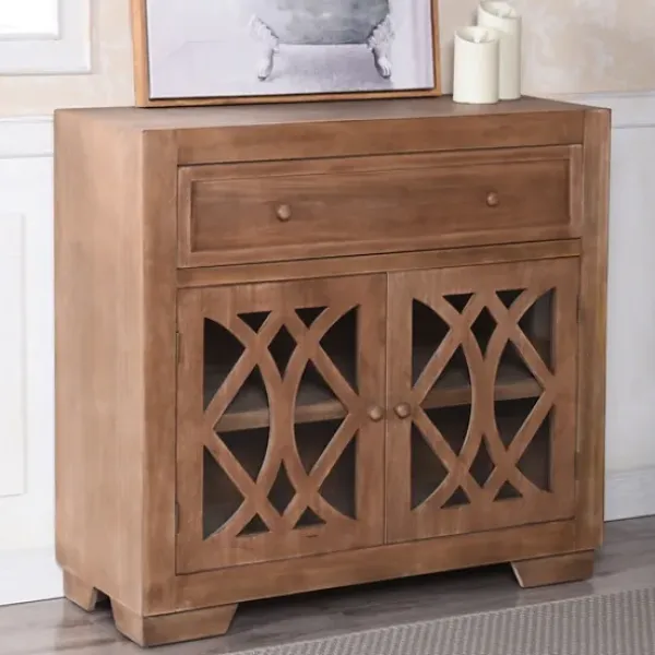 Cabinets & Sideboards-Kirkland's Home Decorative Doors Wood Cabinet Brown