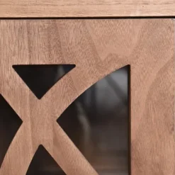 Cabinets & Sideboards-Kirkland's Home Decorative Doors Wood Cabinet Brown