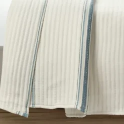 Quilts-Kirkland's Home Deep Blue Pick Stitch Stripe King Quilt Blue/White