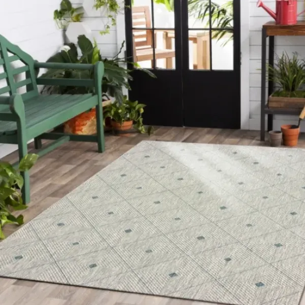 Outdoor Rugs-Kirkland's Home Deep Navy Trellis Outdoor Area Rug, 4X6 Blue/Gray
