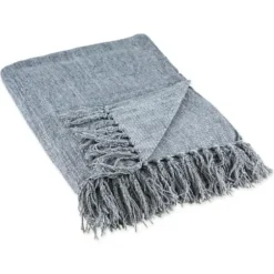 Blankets & Throws-Kirkland's Home Demin Chenille Fringe Throw Blue