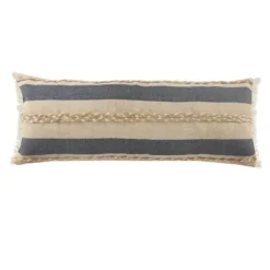 Pillows-Kirkland's Home Denim Blue Braided Stripe Lumbar Pillow Blue/Tan/White