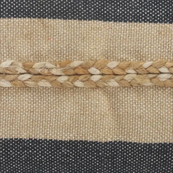 Pillows-Kirkland's Home Denim Blue Braided Stripe Lumbar Pillow Blue/Tan/White