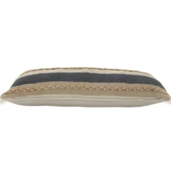 Pillows-Kirkland's Home Denim Blue Braided Stripe Lumbar Pillow Blue/Tan/White
