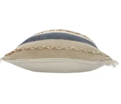 Pillows-Kirkland's Home Denim Blue Braided Stripe Throw Pillow, 24 In. Blue/Tan/Ivory