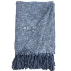 Blankets & Throws-Kirkland's Home Denim With Fringe Throw Blanket Blue