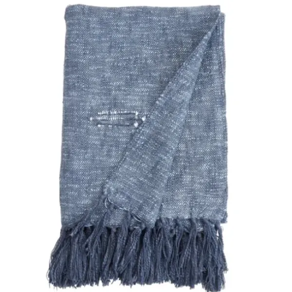 Blankets & Throws-Kirkland's Home Denim With Fringe Throw Blanket Blue