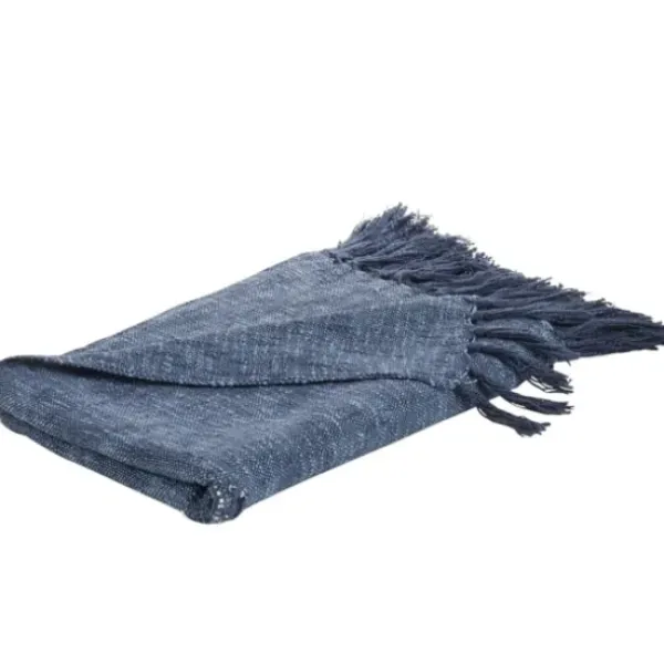 Blankets & Throws-Kirkland's Home Denim With Fringe Throw Blanket Blue