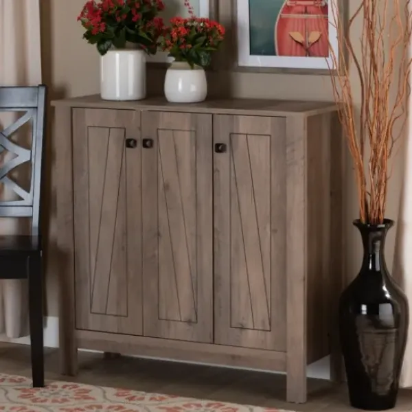 Entryway Furniture-Kirkland's Home Derrique Wash Shoe Storage Cabinet Gray
