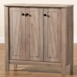 Entryway Furniture-Kirkland's Home Derrique Wash Shoe Storage Cabinet Gray